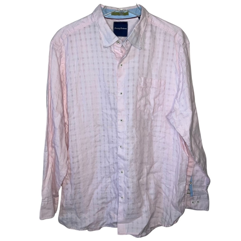 Tommy Bahama Linen Blend Button Down Shirt Pink Size XL